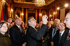 El Presidente Sanz, durante la recepción