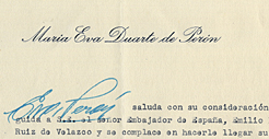 Carta de Eva Perón.