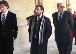 El socialista Juan Moscoso, el consejero Corpas y el secretario de Estado, durante la visita