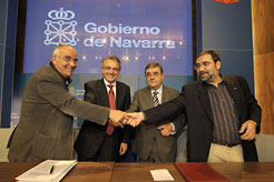 De izda. a dcha., Juan José Goyen, el Presidente Sanz, José Manuel Ayes y José María Molinero.