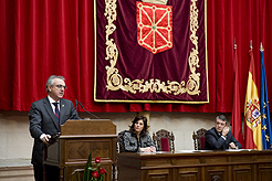 El Presidente Sanz, durante su intervención en la entrega de la Medalla de Oro