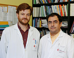 los directores de la investigación, doctores Víctor Peralta Martín y Manuel J. Cuesta Zorita del Servicio de Psiquiatría de HVC.