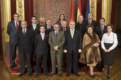 El Presidente Sanz y los rpresentantes del Consejo Regulador del Pacharán Navarro