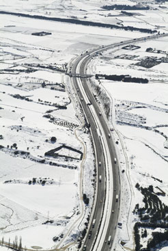 Autopista Navarra con nieve