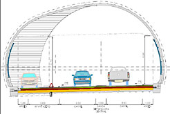 Dibujo del proyecto de reforma del túnel de Belate y uno de los apartaderos.