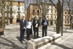 El consejero con los directores generales de Cultura y Turismo y Silvia Azpilicueta,  técnico del área de Turismo del Ayuntamiento. 