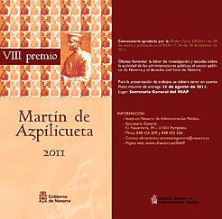 Folleto con las bases de la convocatoria del Premio Martín Azpilicueta