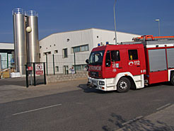 Camión de bomberos participante en el simulacro