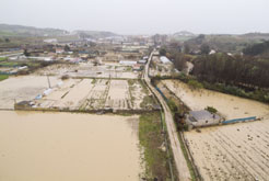 Vista de la inundación sobre Tafalla.
