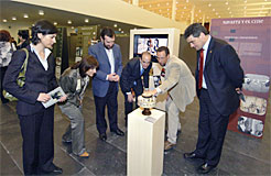 Los consejeros  Corpas, Catalán y Burguete en la inauguración de la exposición