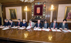 Firma del acuerdo de Sodena y siete cajas y bancos para la financiación de proyectos empresariales del Plan Moderna.