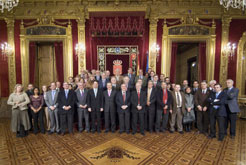 El director general de Universidades y Política Lingüística, Pedro Pegenaute con los presidentes y secretarios de los Consejos Sociales de las universidades públicas españolas.