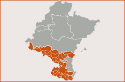 Mapa del área de influencia del POT 5, Eje del Ebro