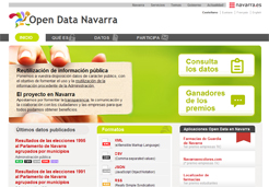 Captura de la portada del portal de internet Open Data Navarra
