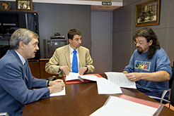 Alberto Otamendi, David Sáinz y Koldo Goñi