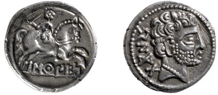Zilarrezko denarioa. Barskunesko txanpon etxea, K.a. II. mendea